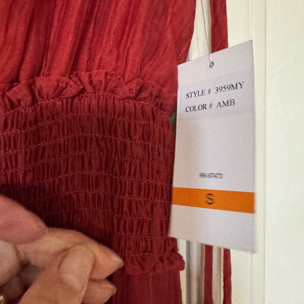 NWT Women's Taylor Smocked Empire Waist Midi Dress SIZE Small Auburn color - Picture 4 of 15